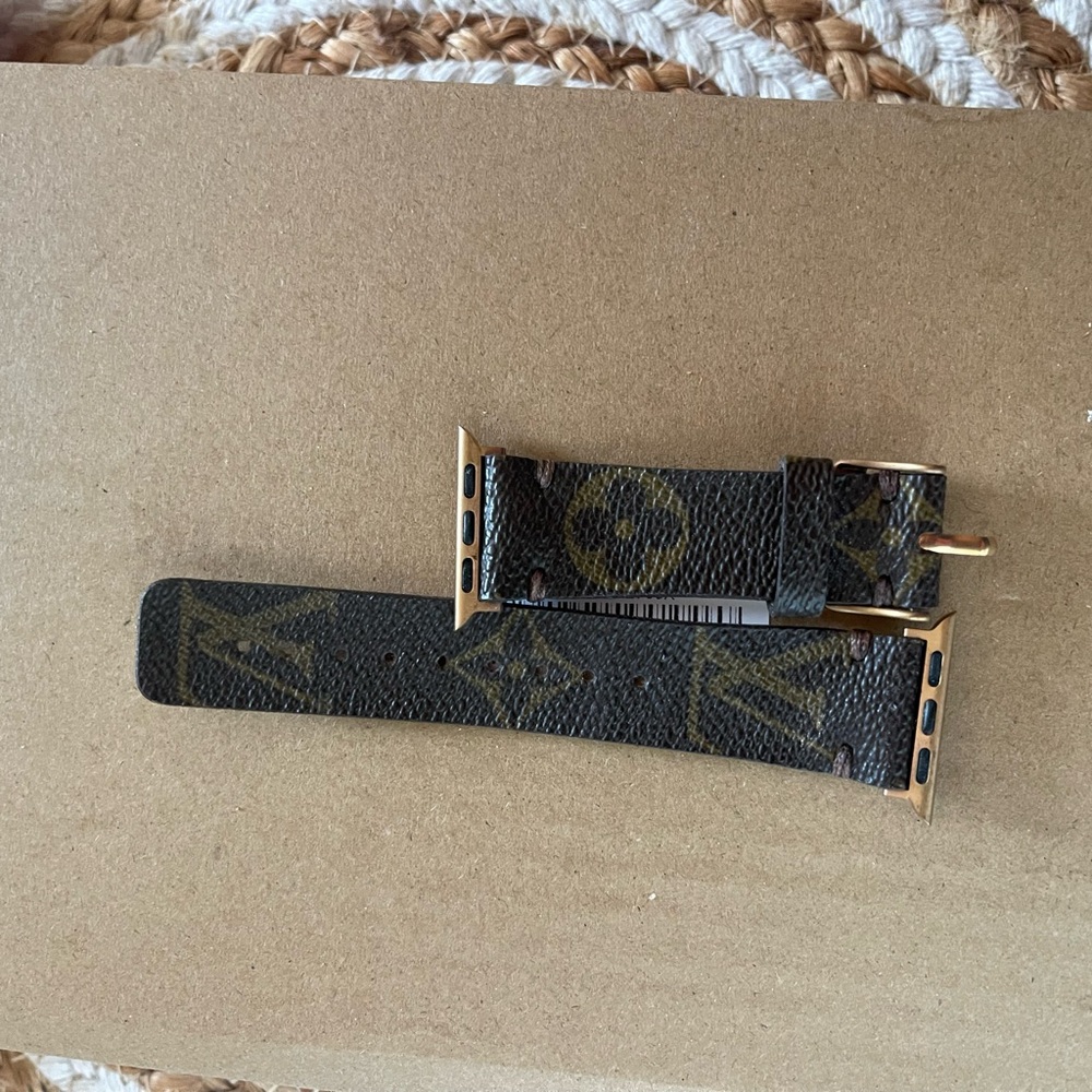 Louis Vuitton Brown and Gold Apple Watch Band